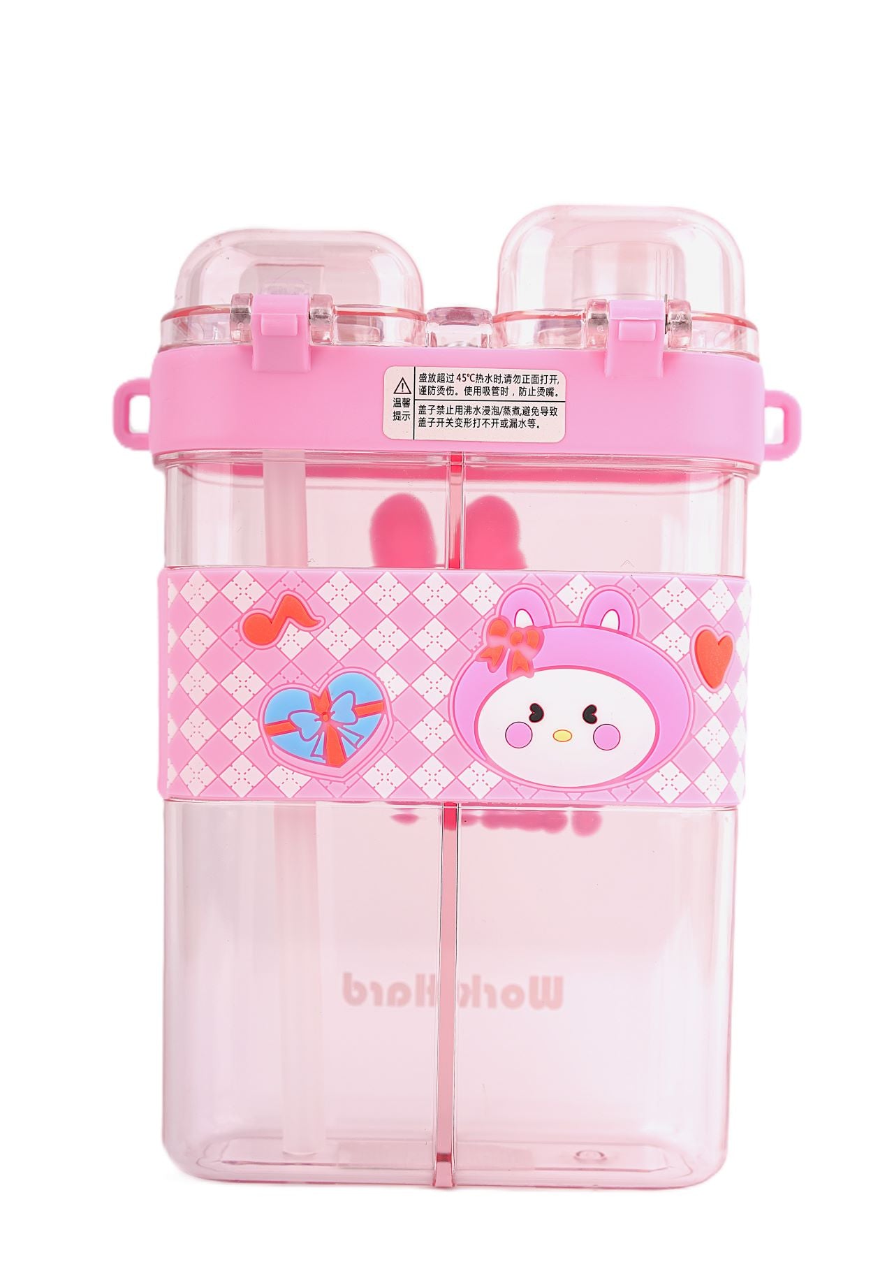 Happy Day Bunny Dual-Compartment Water Bottle – Cute and Practical