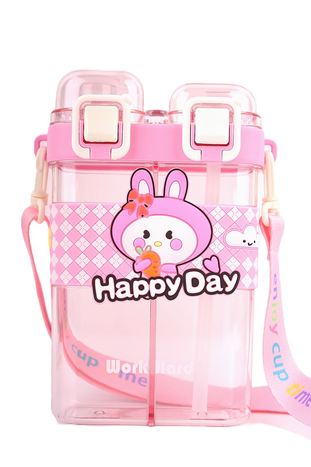 Happy Day Bunny Dual-Compartment Water Bottle – Cute and Practical