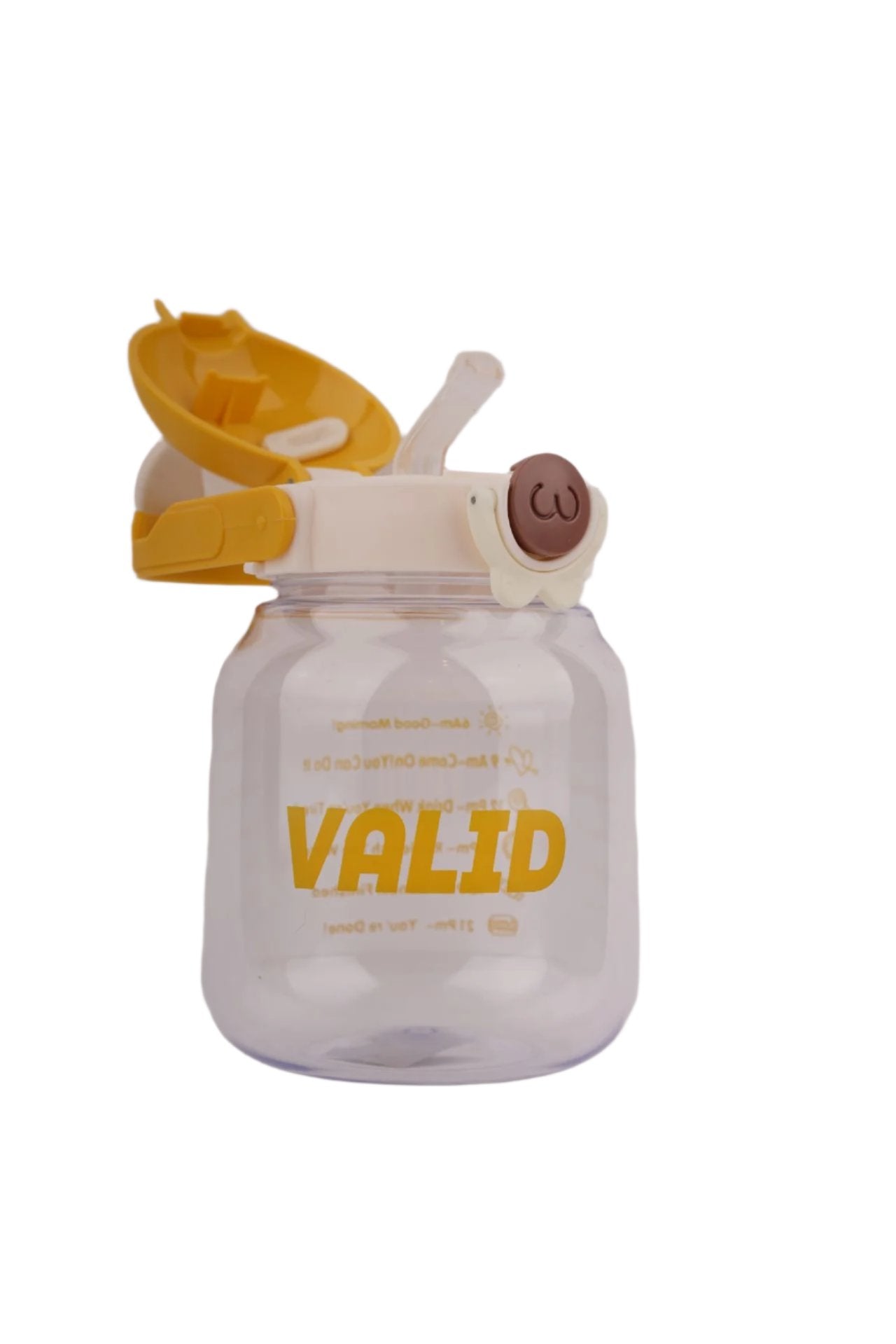 Bunny Ear Water Jug – Yellow Time-Marked Hydration Bottle