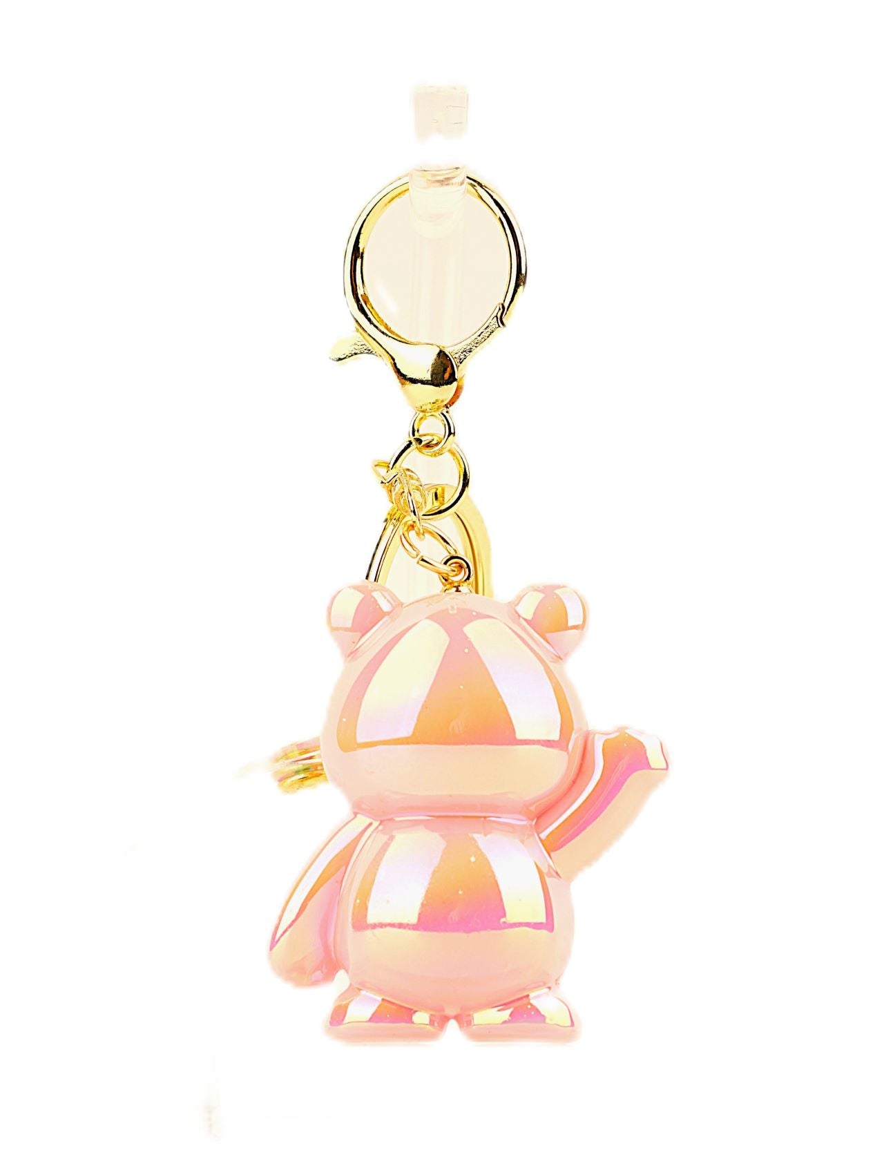Smiling Pink Bear Keyring – Glossy and Playful Keychain Accessory
